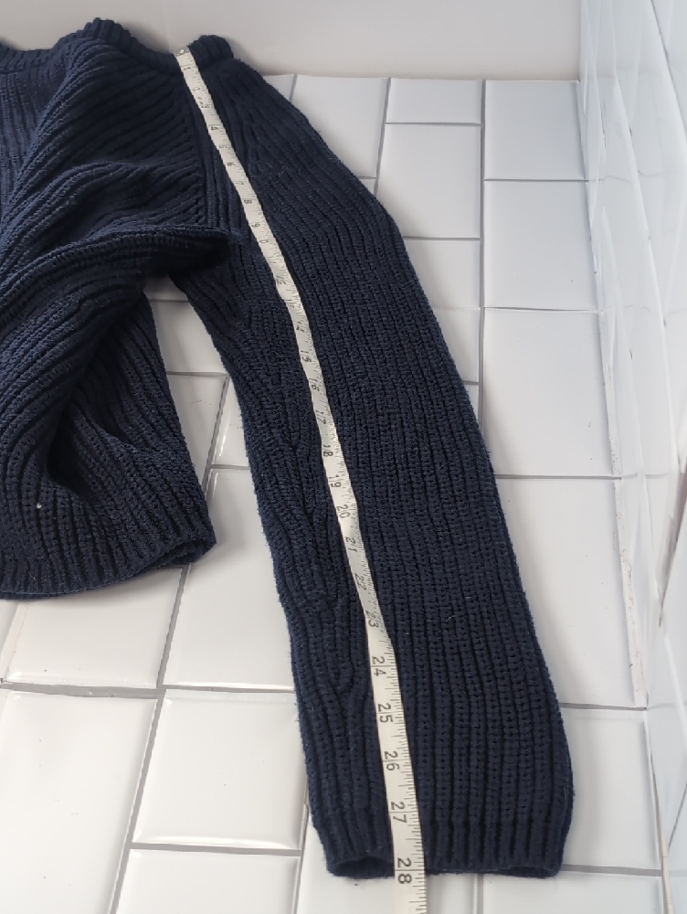 Quince Woman's Navy Ribbed Pullover Sweater 100% Cotton - Picture 5 of 10